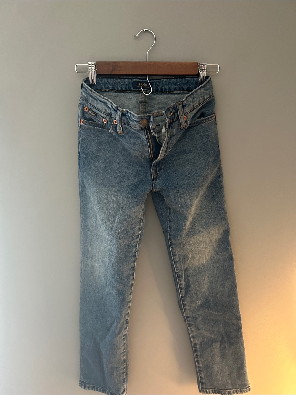Polo Ralph-Lauren Youth Medium (10-12) Denim Straight-Leg Jeans - Light Blue